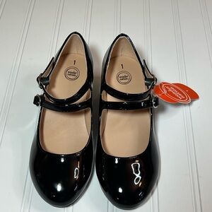 Wonder Nation Size 1 Black Dress Shoe Mary Jane Shoes NWT